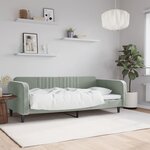 vidaXL Lit de jour gris clair 100x190 cm velours