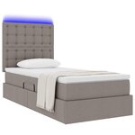 vidaXL Lit avec rangement et LED avec LED Taupe 100 x 200 cm Polyester