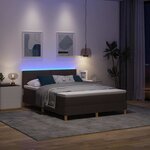 vidaXL Lit à ressort LED Marron foncé 160 x 200 cm tissu