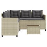 vidaXL Canapé de jardin et table et coussins en forme de L gris clair