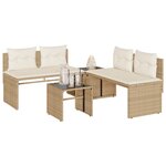 vidaXL Salon de jardin avec coussins 4 Pièces beige résine tressée