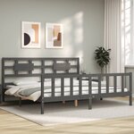 vidaXL Cadre de lit sans matelas gris 200x200 cm bois massif de pin