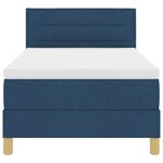 vidaXL Lit à ressort LED avec bandes LED Bleu 90 x 200 cm tissu
