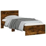 vidaXL Cadre de lit tête de lit chêne fumé 90x190 cm bois ingénierie