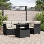 vidaXL Salon de jardin 6 Pièces avec coussins noir résine tressée