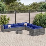 vidaXL Salon de jardin 11 Pièces avec coussins gris résine tressée