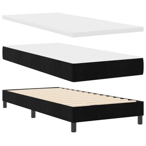 vidaXL Lit avec sommier à ressorts et matelas Noir 90x200 cm Velours