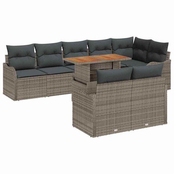 vidaXL Ensemble de canapé de jardin 9 Pièces Gris 100 x 55 x 73 cm