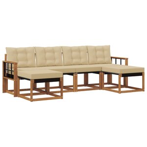 vidaXL Ensemble de canapés d'extérieur 6 Pièces Naturel et Beige