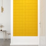 vidaXL Panneaux muraux 12 Pièces Jaune 60x30 cm Velours 2 16 m²