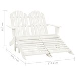 vidaXL Chaise de jardin Adirondack 2 places et repose-pied sapin blanc