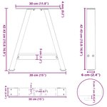 vidaXL Pieds de table basse en forme de A 2 pièces Noir 38 x (42-43) cm Acier