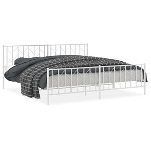vidaXL Cadre de lit métal sans matelas et pied de lit blanc 200x200 cm