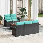 vidaXL Ensemble de canapé de jardin avec coussin 6 Pièces Noir polyrotin