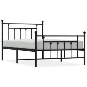 vidaXL Cadre de lit métal sans matelas avec pied de lit noir 107x203cm