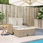 vidaXL Canapé de jardin 2 places coussins beige résine tressée&acacia