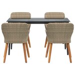 vidaXL Ensemble de salle à manger pour jardin 5 Pièces Beige polyrotin