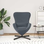 vidaXL Fauteuil œuf Gris foncé 63 x 73 x 90 cm Velours