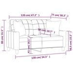 vidaXL Canapé 2 places avec oreillers crème 120 cm similicuir