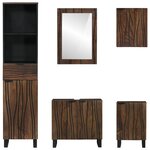 vidaXL Ensemble de mobilier de salle de bain avec tiroir avec étagère avec stockage avec porte avec miroir 5 Pièces Blanc