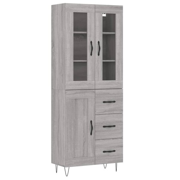 vidaXL Buffet haut Sonoma gris 69 5x34x180 cm Bois d'ingénierie