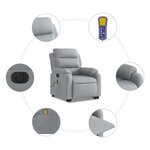 vidaXL Fauteuil inclinable de massage électrique Gris clair Tissu