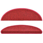vidaXL Tapis d'escalier 15 Pièces Rouge bordeaux 56 x 17 x 3 cm