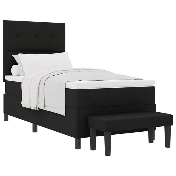 vidaXL Lit à ressorts avec tête de lit Noir 90 x 200 cm tissu