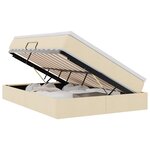 vidaXL Lit avec rangement et matelas Crème 140 x 200 cm Polyester