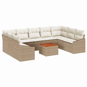 vidaXL Ensemble de canapé de jardin 10 Pièces Beige et blanc