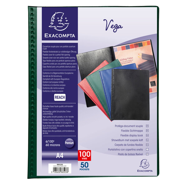 Porte-Vues PVC 100V VEGA Opaque Vert x 5 EXACOMPTA