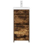 vidaXL Meuble de salle de bain avec évier Chêne fumé 42 x 40 x 84 5 cm