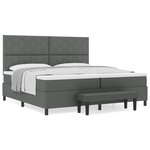 vidaXL Lit à ressort avec matelas et banc gris foncé 200x200 cm en tissu