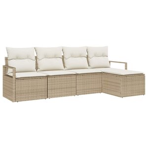 vidaXL Ensemble de canapé de jardin avec coussin 5 Pièces Beige et crème