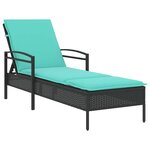 vidaXL Chaise longue avec coussin Noir 63 x 200 x 81 cm Résine tressée (États-Unis uniquement)