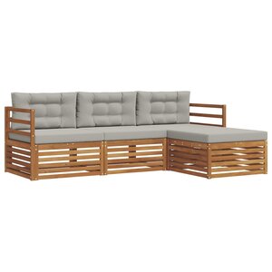 vidaXL Ensemble de canapés d'extérieur 4 pc Gris Naturel et Clair