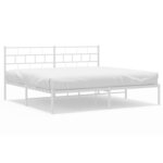 vidaXL Cadre de lit métal avec tête de lit blanc 193x203 cm
