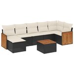 vidaXL Salon de jardin 8 Pièces avec coussins noir résine tressée