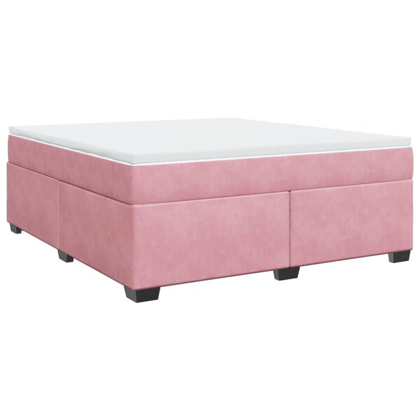 vidaXL Sommier à lattes de lit avec matelas Rose 180x200 cm Velours