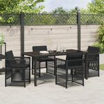 Ensemble de jardin 5 pièces avec coussins en poly rattan noir vidaXL