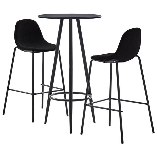 vidaXL Ensemble de bar 3 Pièces Tissu Noir
