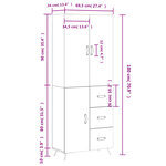 vidaXL Buffet haut Blanc 69 5x34x180 cm Bois d'ingénierie
