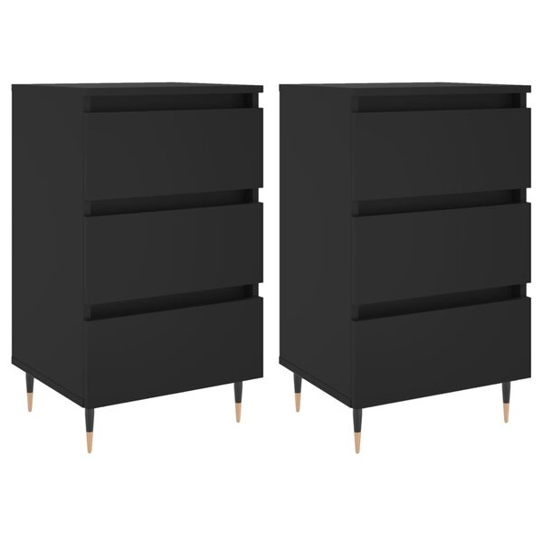 vidaXL Tables de chevet 2 Pièces noir 40x35x69 cm bois d’ingénierie