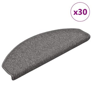 vidaXL Tapis d'escalier 30 pièces 65 x 24 x 4 cm Gris foncé Demi-rond Grand