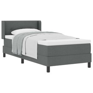 vidaXL Lit à ressorts avec matelas Gris foncé 190 x 90 cm Polyester