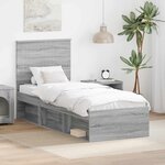 vidaXL Cadre de lit Gris Sonoma 75 x 190 cm Bois de pin massif