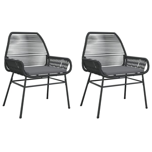 vidaXL Chaises de jardin lot de 2 avec coussins noir résine tressée
