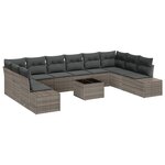 vidaXL Canapé de jardin 10 pièces avec coussins en poly rattan noir.