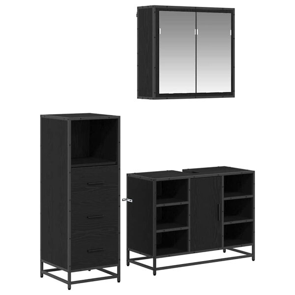 vidaXL Ensemble de mobilier de salle de bain 3 pc Bois Ancien