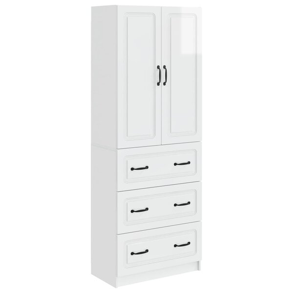 vidaXL Ensemble de Meubles 2 Pièces Blanc brillant 66 x 34 5 x 87 cm